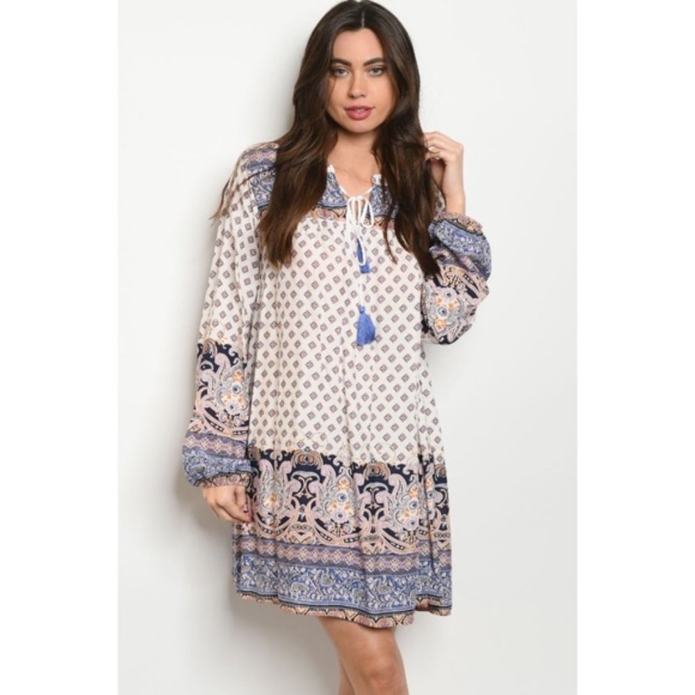 Long Sleeve Printed Dress